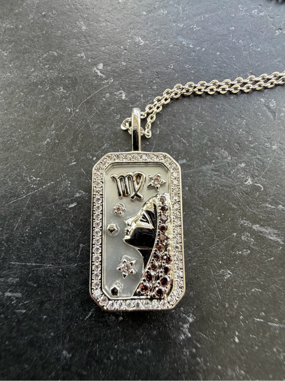 Zodiac Amulet Silver Virgo Pendant Necklace adjustable length